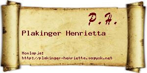 Plakinger Henrietta névjegykártya