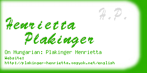 henrietta plakinger business card